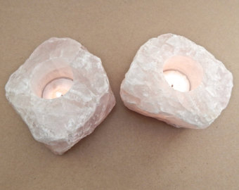 rose quartz candle holders